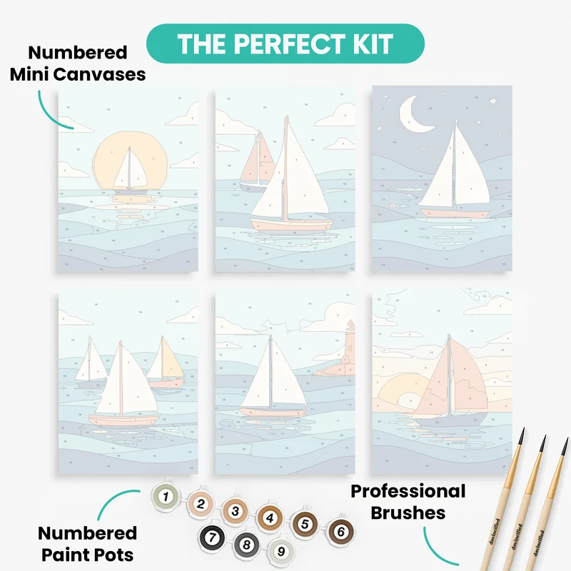 Sailboats - Mini Paint by Numbers Set