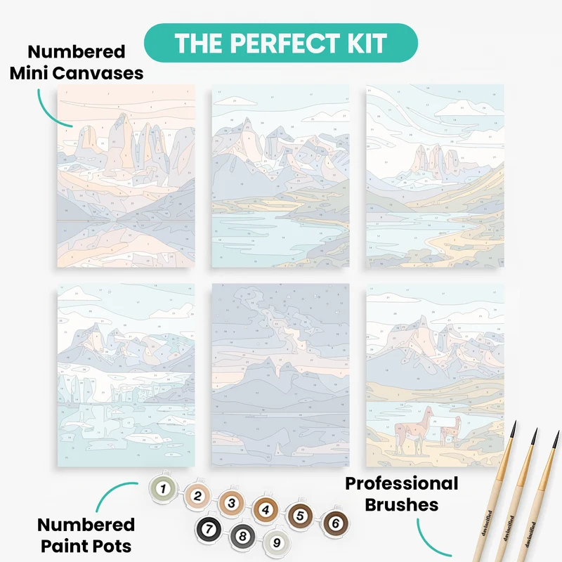 Torres Del Paine National Park - Mini Paint by Numbers Set
