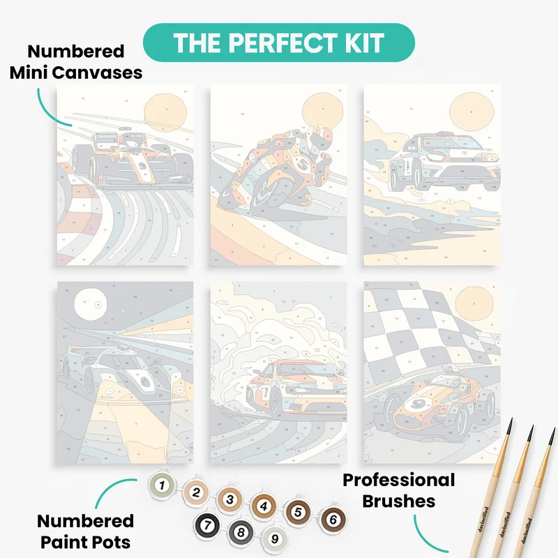Motorsports - Mini Paint by Numbers Set