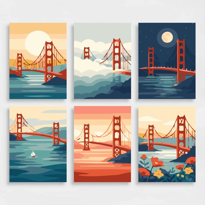 Golden Gate Bridge - Mini Paint by Numbers Set