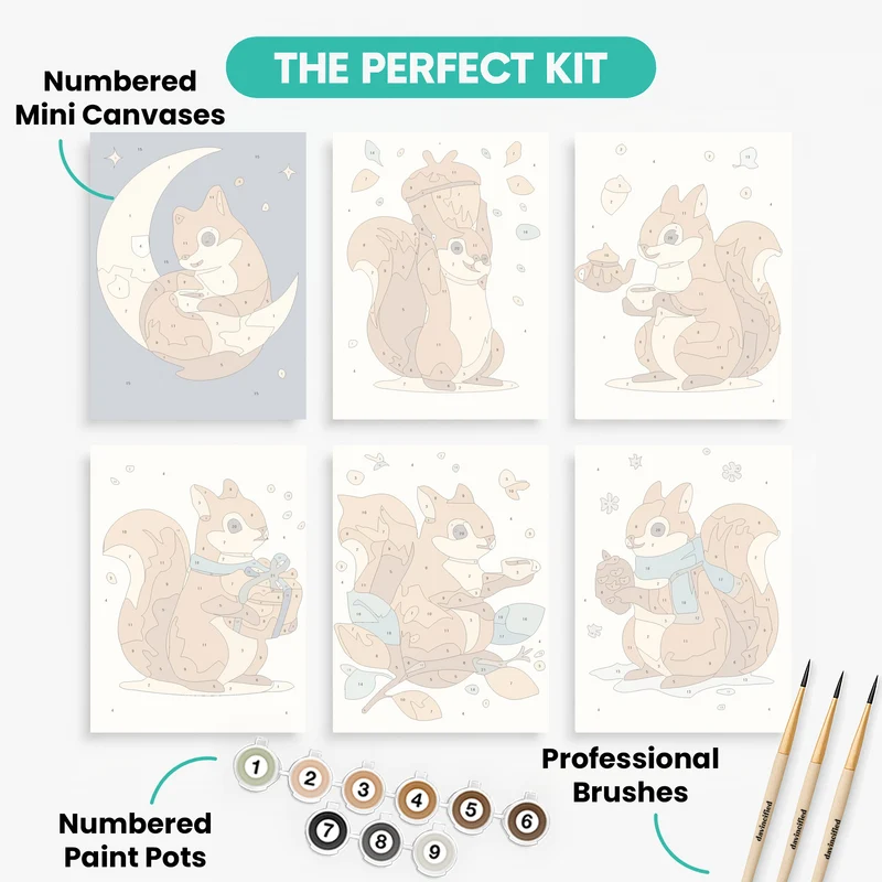 Squirrels - Mini Paint by Numbers Set