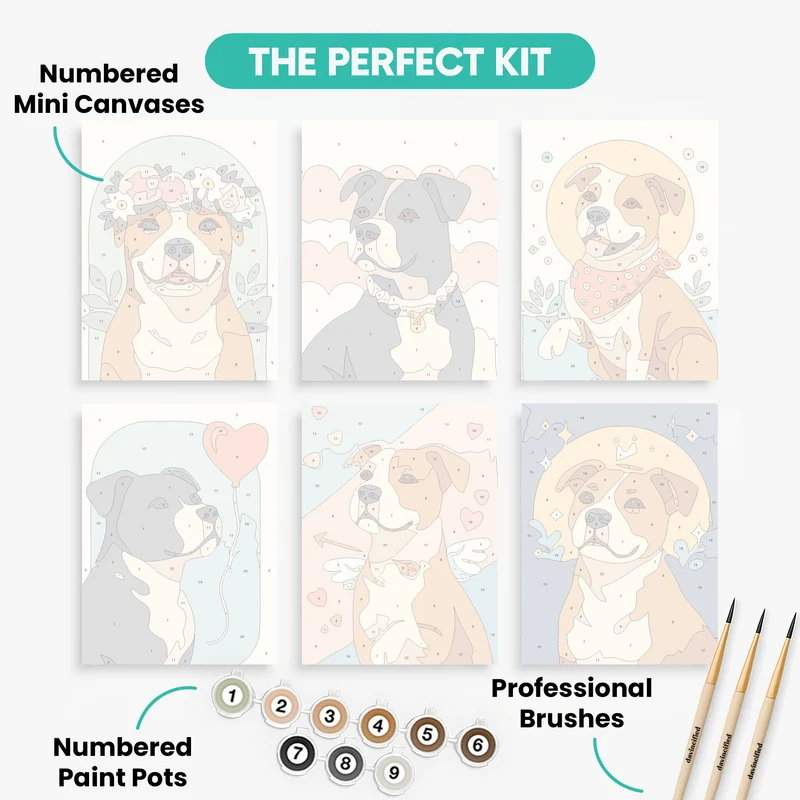 Pitbulls - Mini Paint by Numbers Set