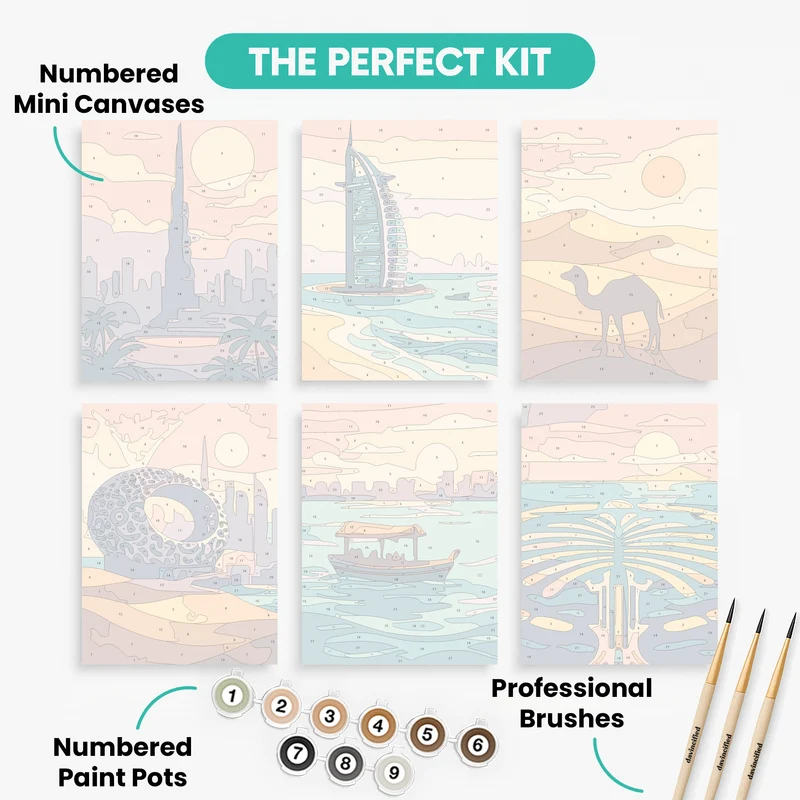 Dubai Landmarks - Mini Paint by Numbers Set