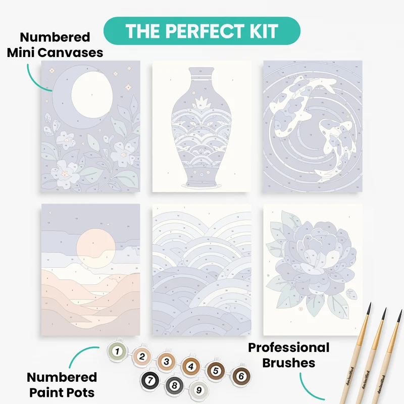 Indigo Serenity - Mini Paint by Numbers Set