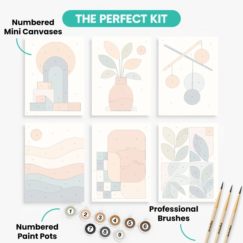 Mid-Century Modern Geometric - Mini Paint by Numbers Set