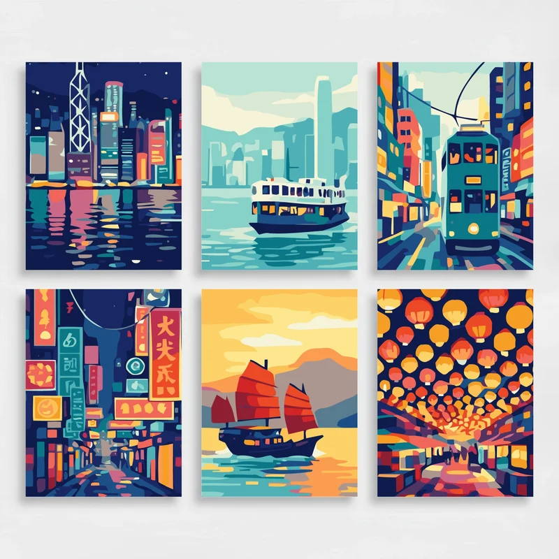 Hong Kong Harbor Collection - Mini Paint by Numbers Set