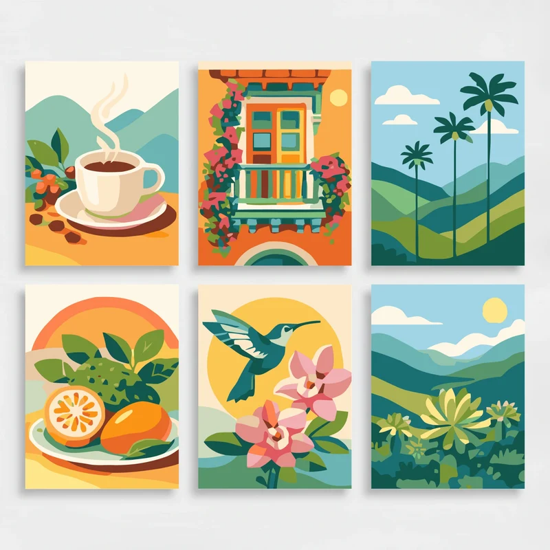 Colombian Coffee & Landscapes - Mini Paint by Numbers Set