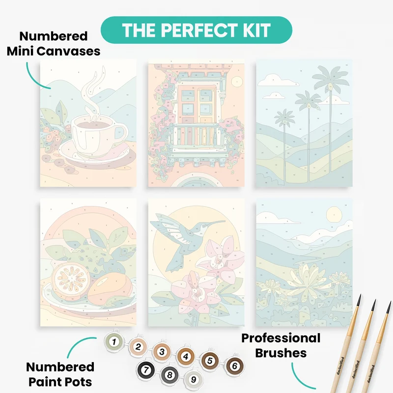 Colombian Coffee & Landscapes - Mini Paint by Numbers Set