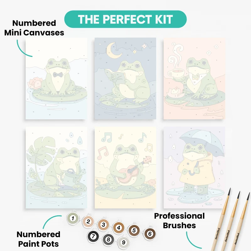 Charming Frogs - Mini Paint by Numbers Set