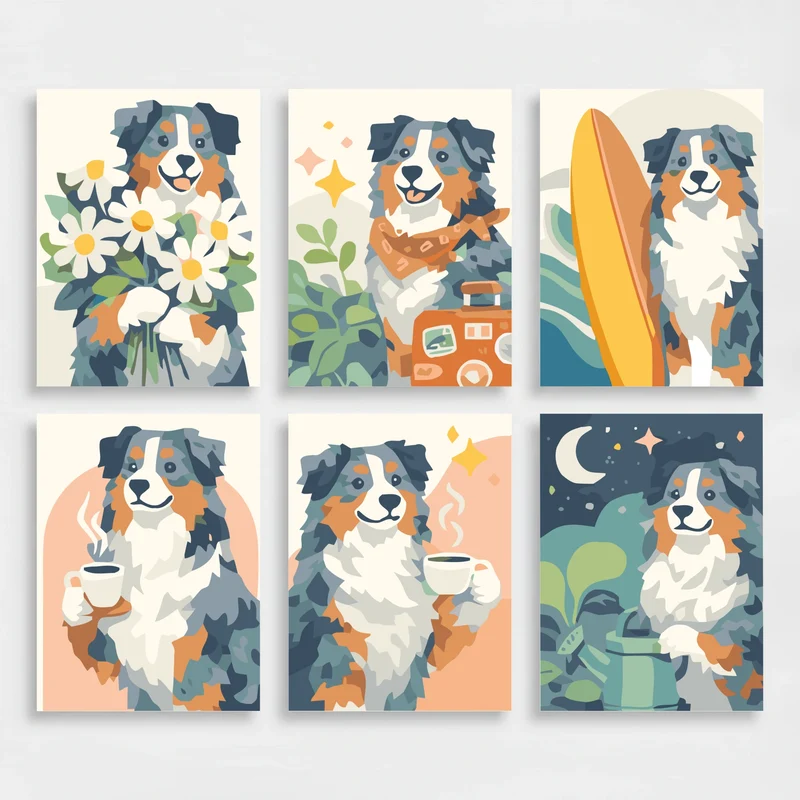 Australian Shepherd Adventures - Mini Paint by Numbers Set