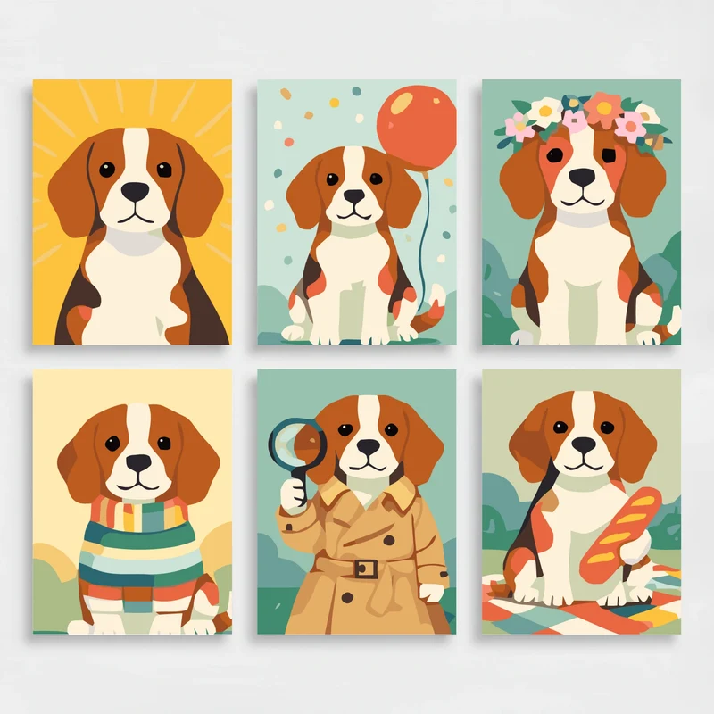 Beagles - Mini Paint by Numbers Set