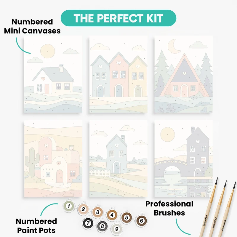 Cozy Homes - Mini Paint by Numbers Set