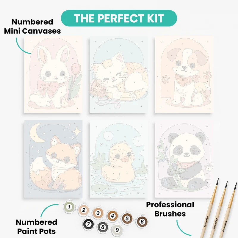 Adorable Baby Animals - Mini Paint by Numbers Set