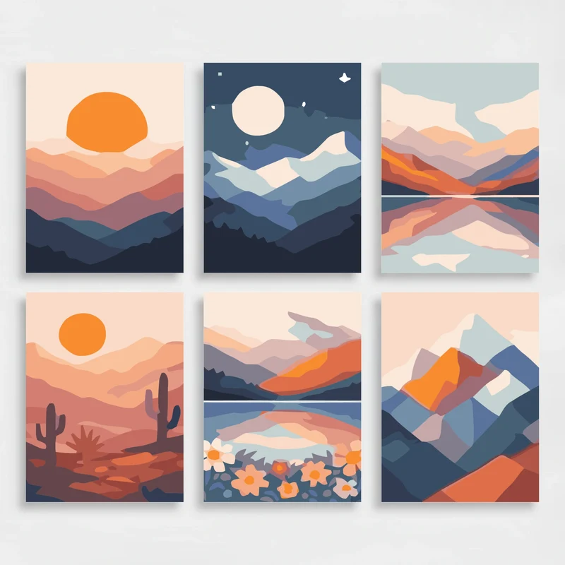 Abstract Mountains - Mini Paint by Numbers Set