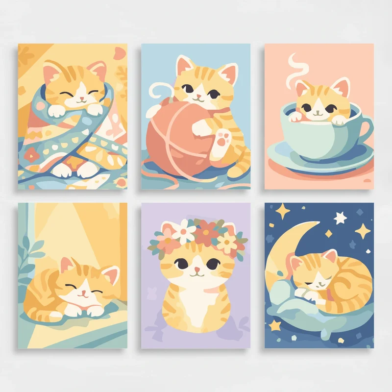 Adorable Kittens - Mini Paint by Numbers Set