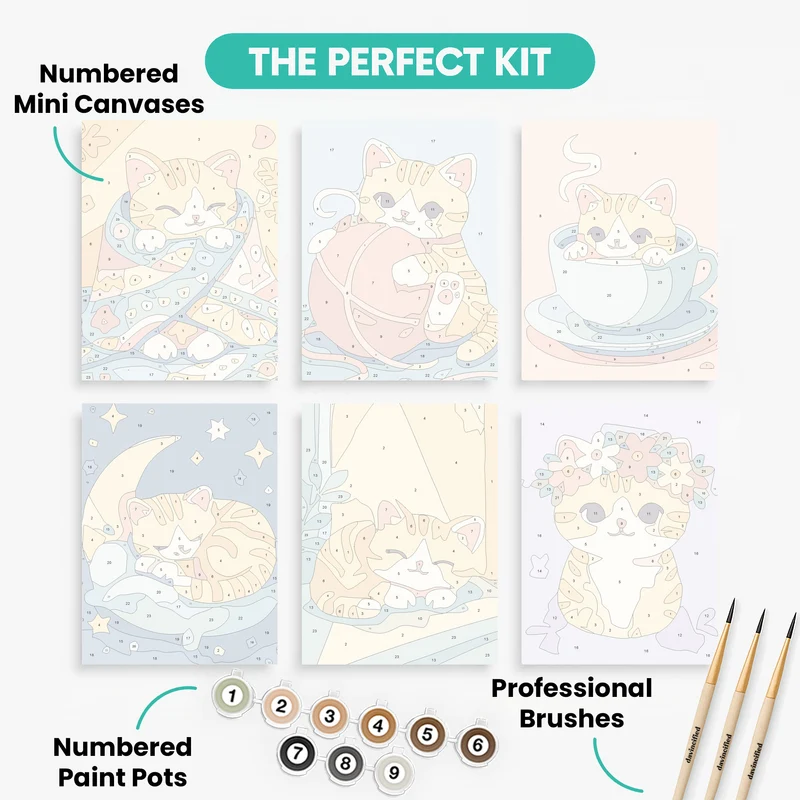 Adorable Kittens - Mini Paint by Numbers Set