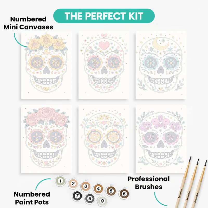 Sugar Skulls - Mini Paint by Numbers Set