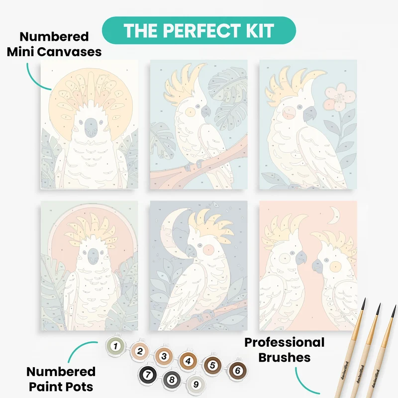 Cockatoos - Mini Paint by Numbers Set