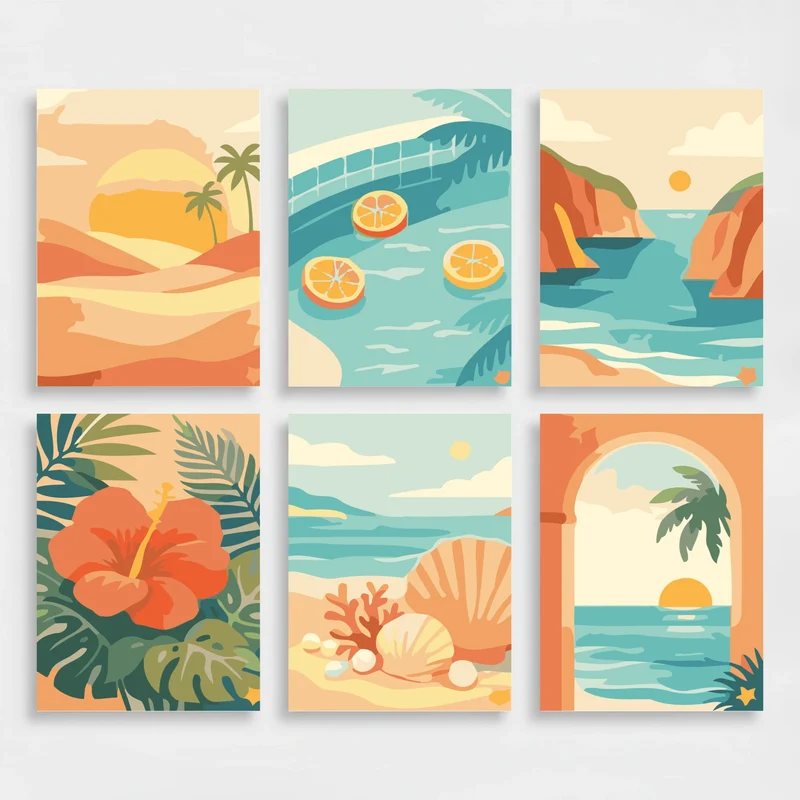 Tropical Summer Escape - Mini Paint by Numbers Set
