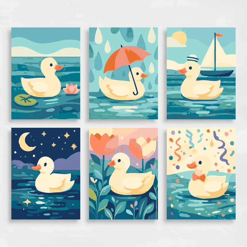 Adorable Ducky Adventures - Mini Paint by Numbers Set