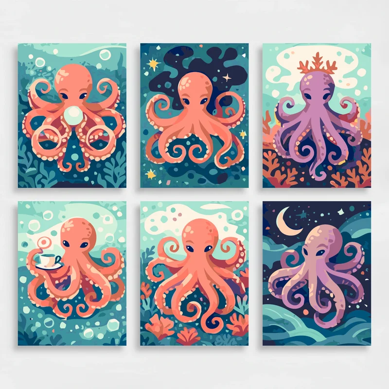 Octopus - Mini Paint by Numbers Set