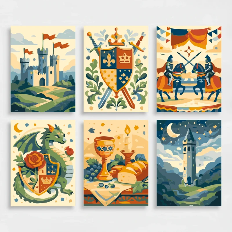 Medieval Kingdom - Mini Paint by Numbers Set