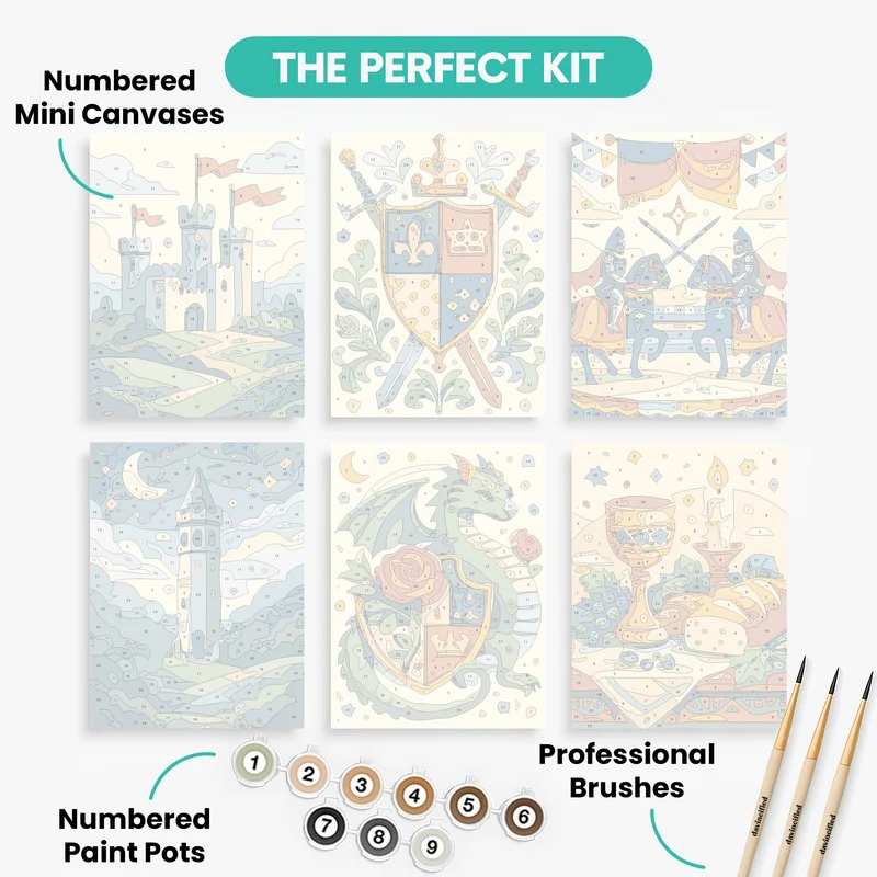 Medieval Kingdom - Mini Paint by Numbers Set