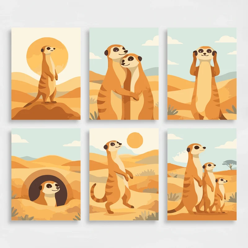 Meerkats - Mini Paint by Numbers Set