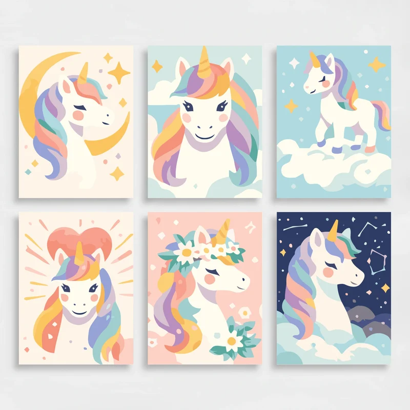 Rainbow Unicorn Dreams - Mini Paint by Numbers Set