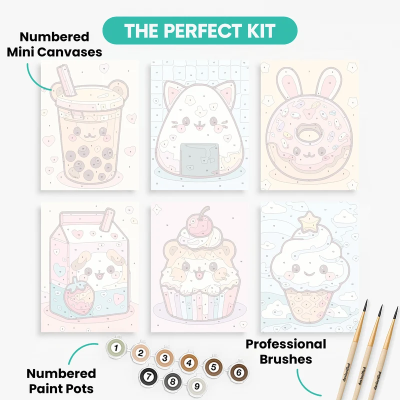 Kawaii Sweet Treats - Mini Paint by Numbers Set