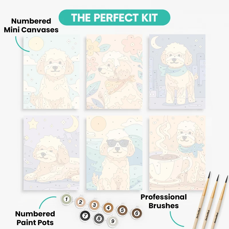 Labradoodles - Mini Paint by Numbers Set