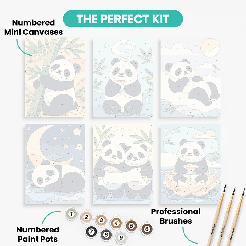 Pandas - Mini Paint by Numbers Set