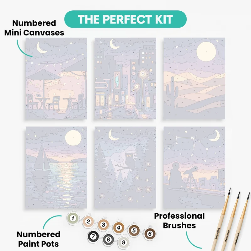 Night Scenes - Mini Paint by Numbers Set
