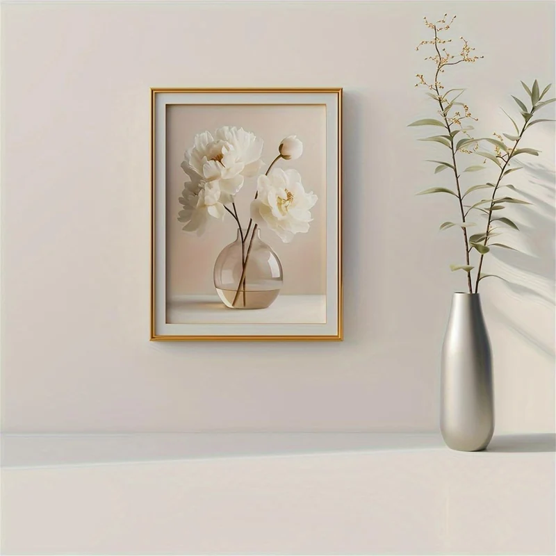 3er Set Boho Bilder Wanddeko Beige Blumen Poster 50x70cm