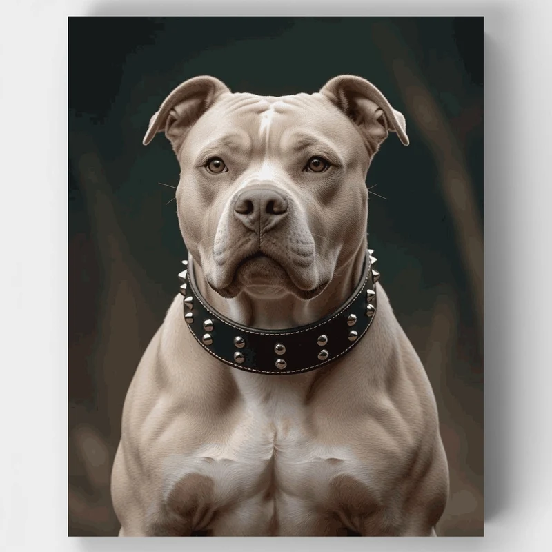 Pitbull with Studded Collar - Paint by Numbers Kit