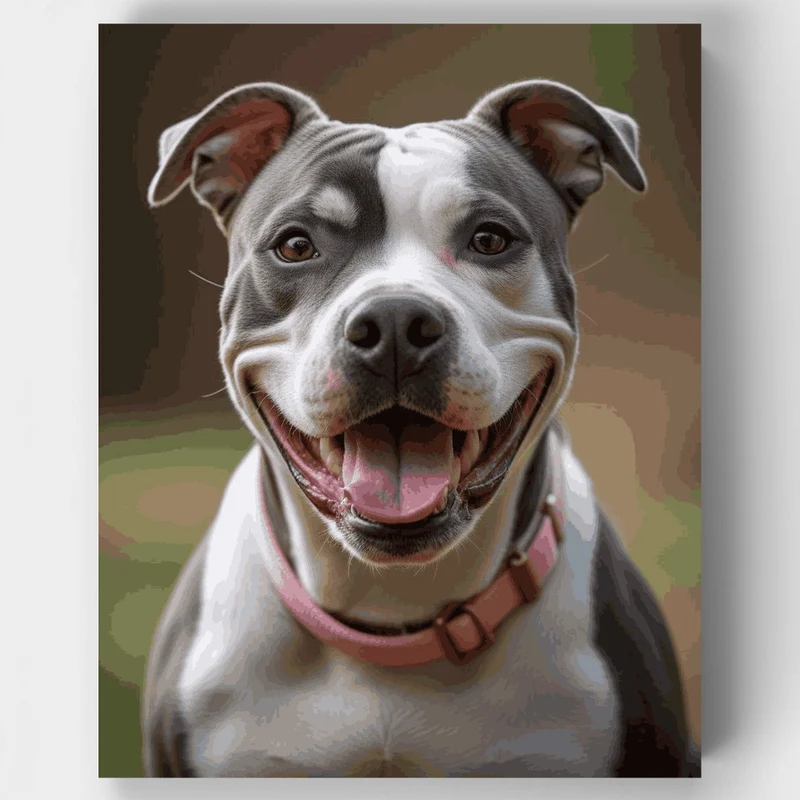 Happy Pitbull Portrait - Paint by Numbers Kit