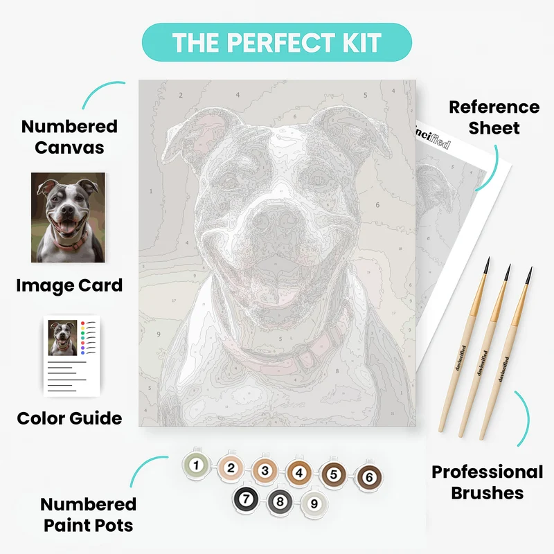 Happy Pitbull Portrait - Paint by Numbers Kit