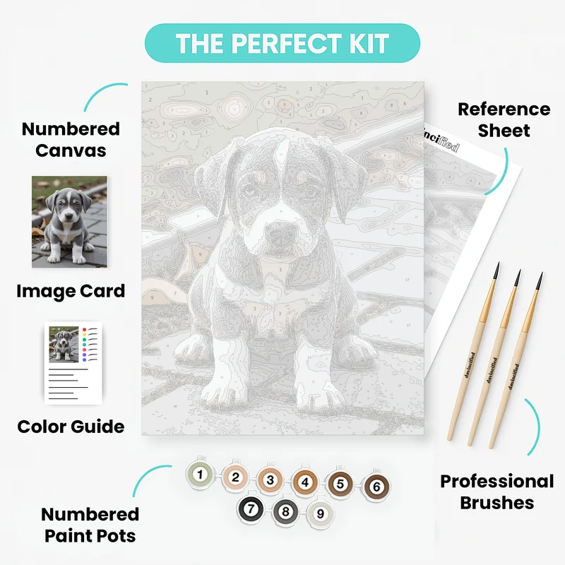 Adorable Pitbull Puppy - Paint by Numbers Kit