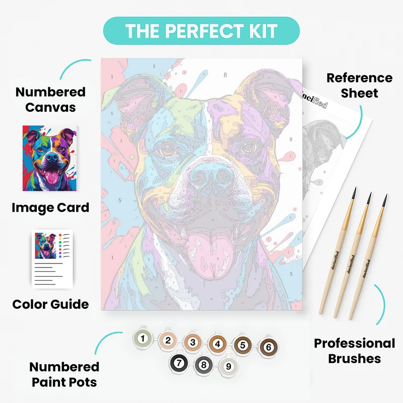 Vibrant Pitbull Portrait - Paint by Numbers Kit