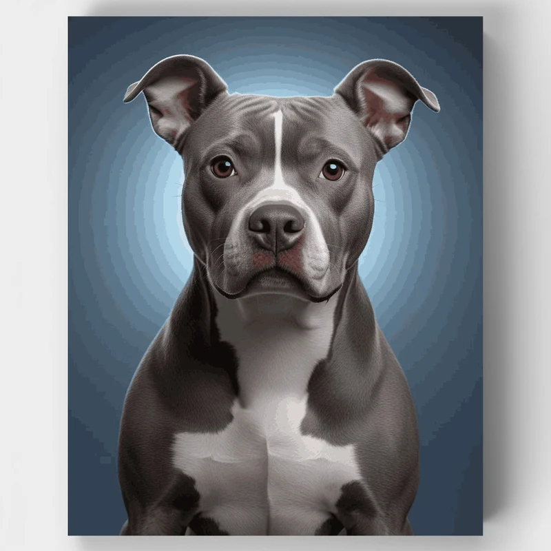 Majestic Grey and White Pitbull - Paint by Numbers Kit