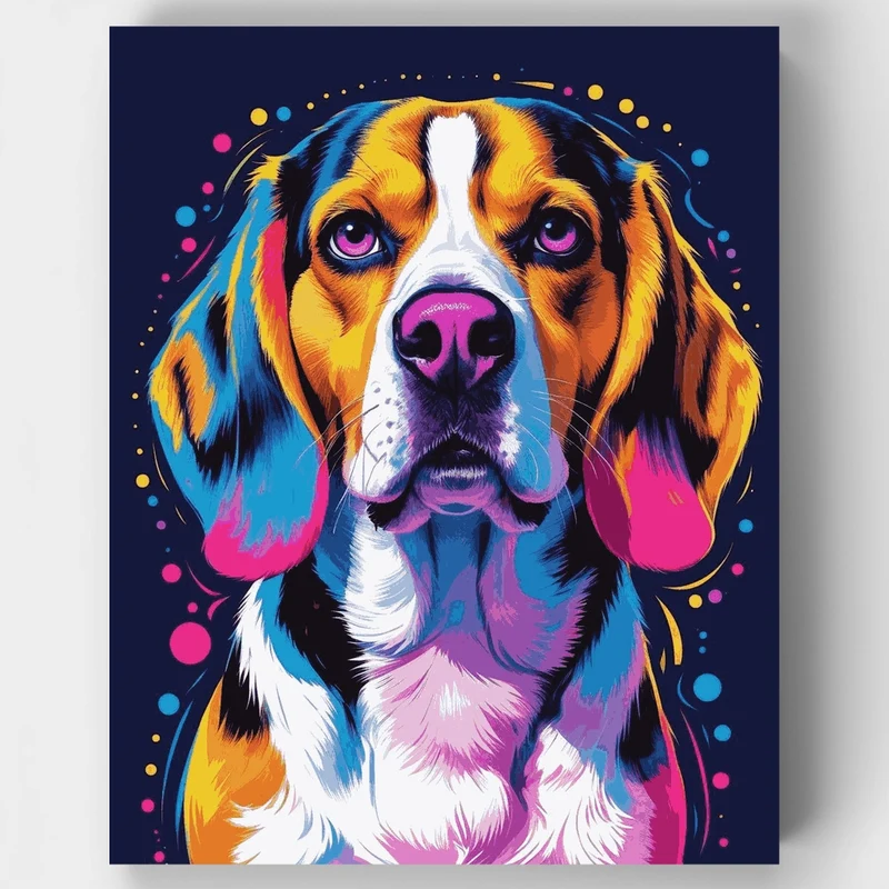 Vibrant Beagle Pop Art Portrait - Paint by Numbers Kit