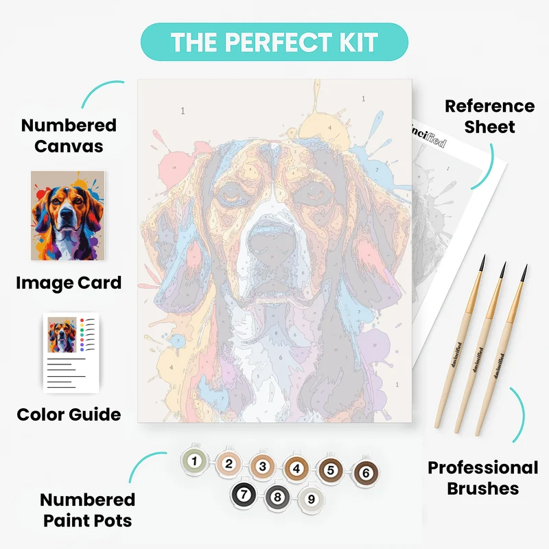 Vibrant Beagle Portrait - Paint by Numbers Kit