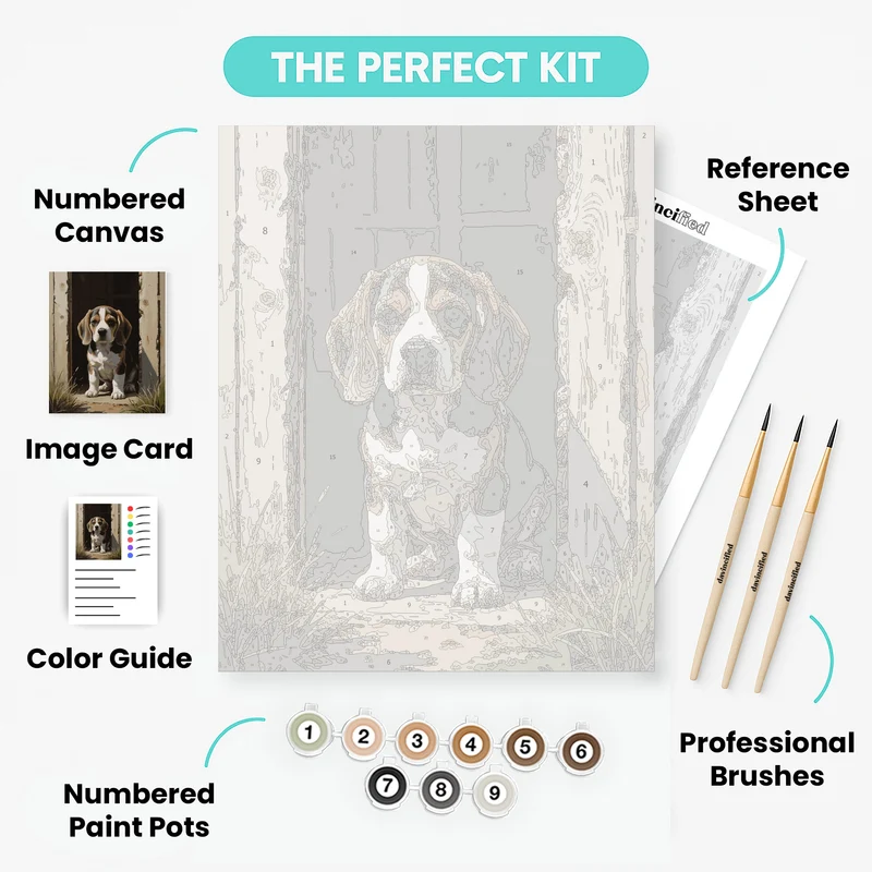 Beagle Puppy at the Doorway - Paint by Numbers Kit