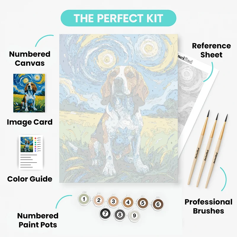 Beagle in Starry Night - Paint by Numbers Kit