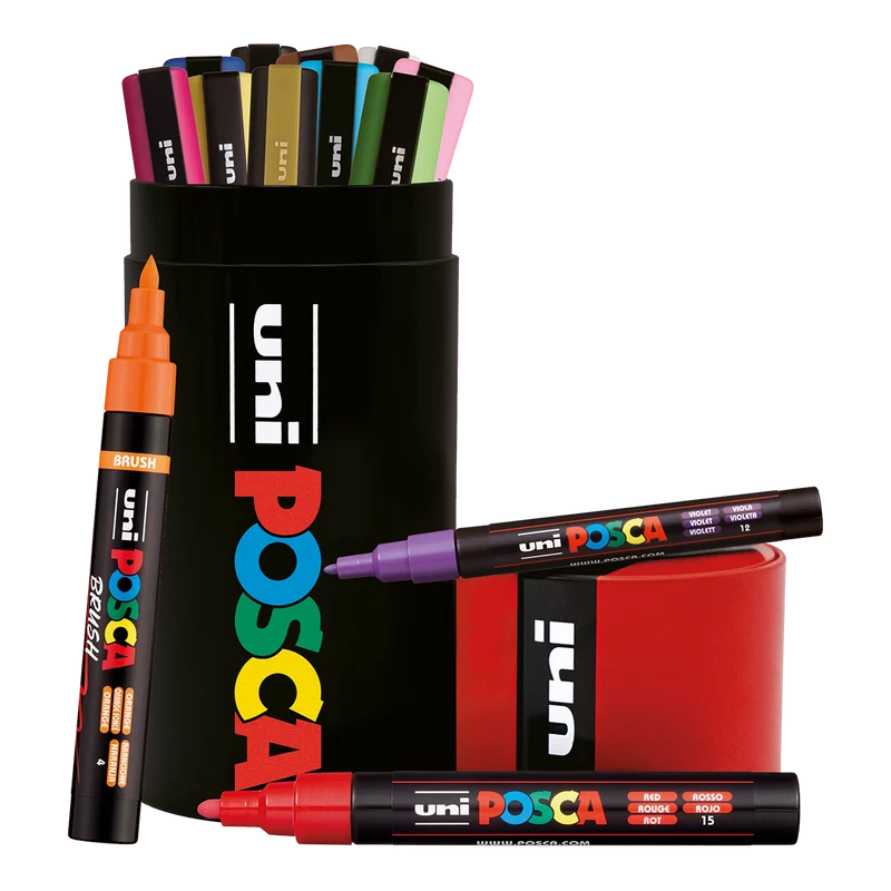 Posca kombinirani set flomastrov v pločevinasti škatli – 13 kosov (PC-3M, PC-5M, PC-5BR)