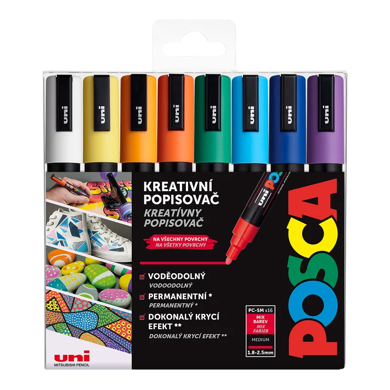 Posca комплект маркери PC-5M, 1,8 – 2,5 mm, микс от цветове (16 бр.)