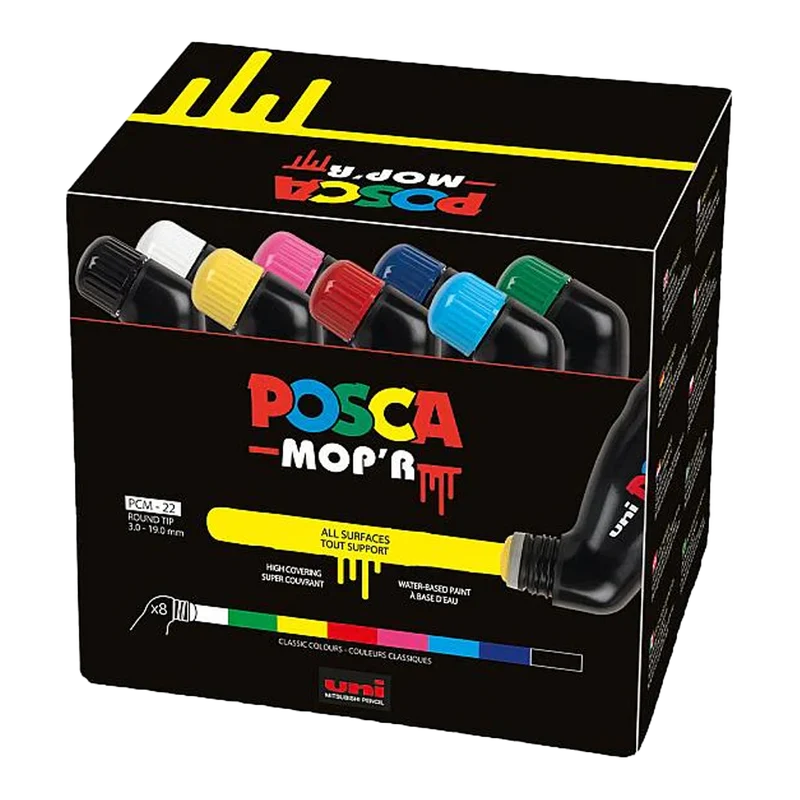 Posca PCM-22 8C MOP´R Marker-Set, 3 – 19 mm, Farbmix (8 Stk.)