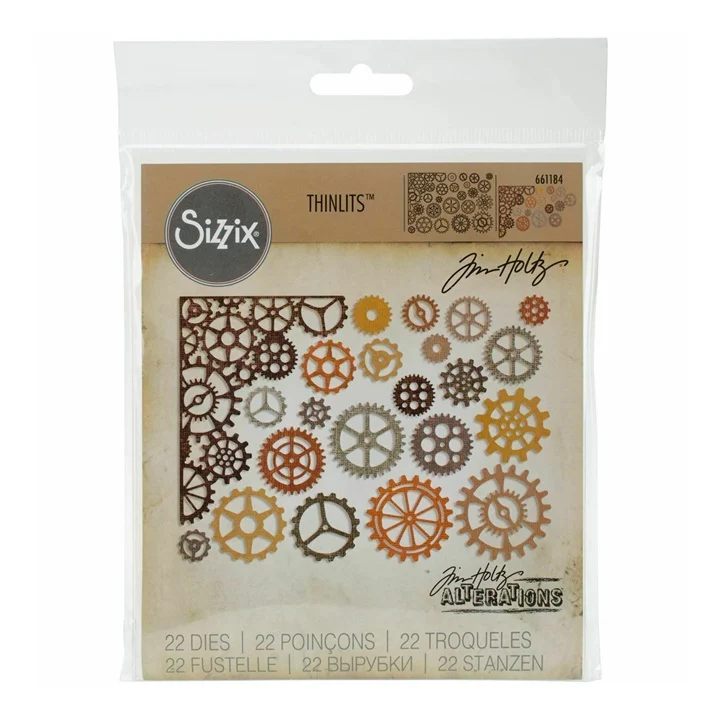 Шаблон за рязане Sizzix Thinlits Gearhead - комплект от 22 броя