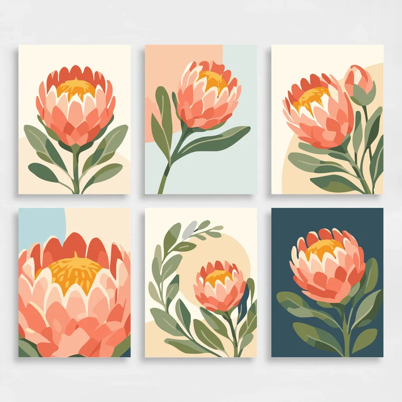 Protea Blooms - Mini Paint by Numbers Set