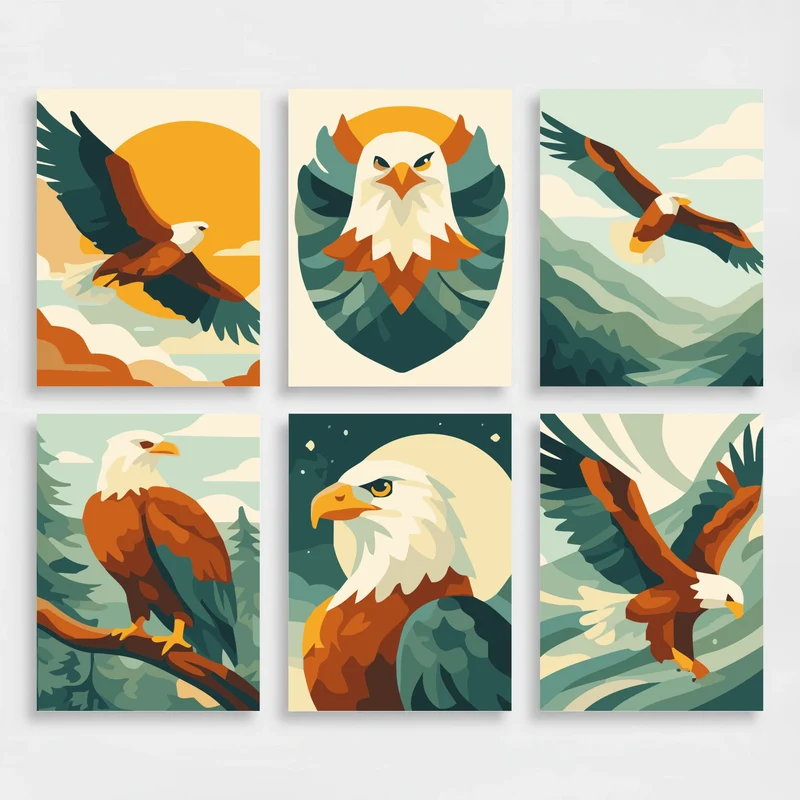 Majestic Eagles - Mini Paint by Numbers Set